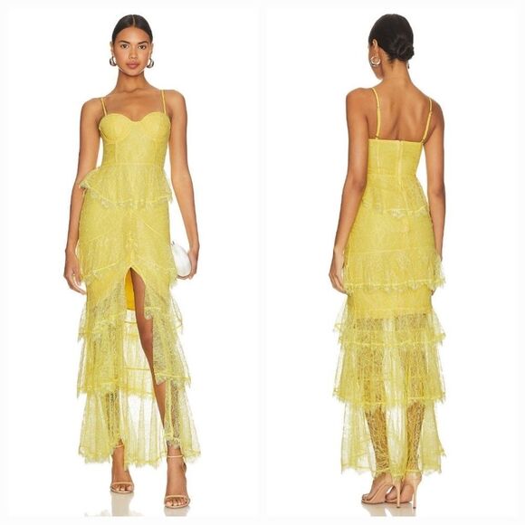 MAJORELLE Yellow Lace Maxi Dress - Picture 2 of 8
